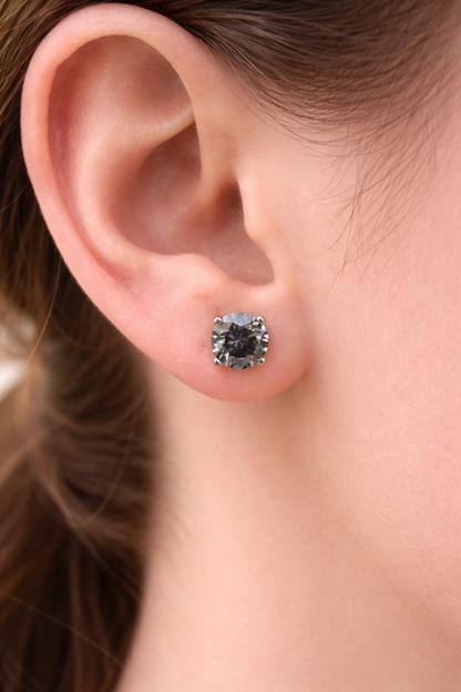 Gray-Blue Moissanite 925 Sterling Silver Stud Earrings 3mm - 8mm Screw Backs