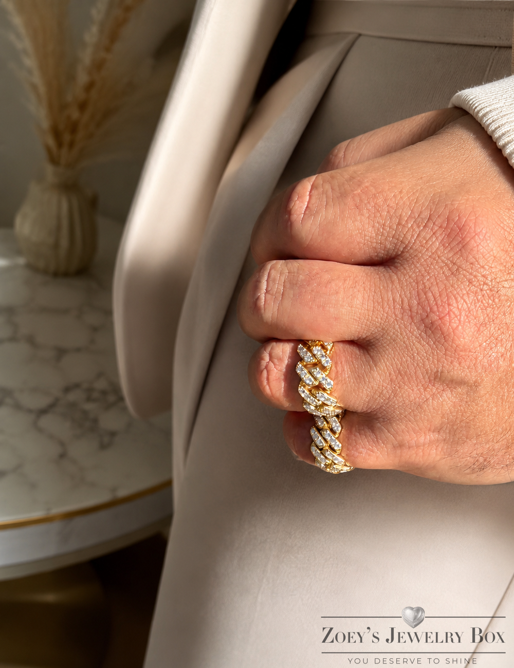 Cuban Gold Moissanite Ring (Bold Statement Band)