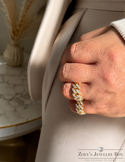Cuban Gold Moissanite Ring (Bold Statement Band)