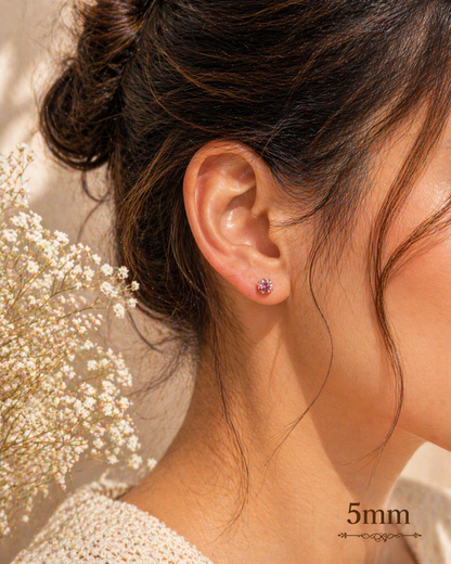 Pink Moissanite Rose Gold Over 925 Sterling Silver Stud Earrings 3mm - 8mm Screw Backs