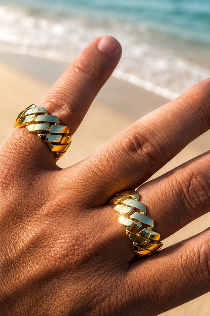 Gold Cuban Link Ring (11.5mm)