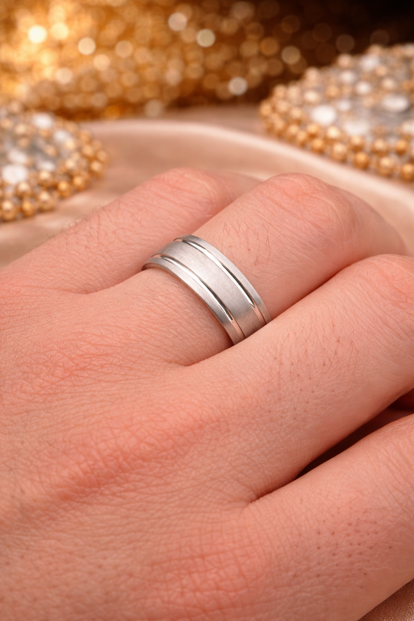 Unisex Brushed 925 Sterling Silver Wedding Band Ring Sizes 5 - 13