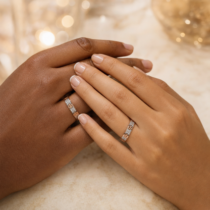 Moissanite Love Eternity Band Ring (Silver, Gold Vermeil, Rose Gold)
