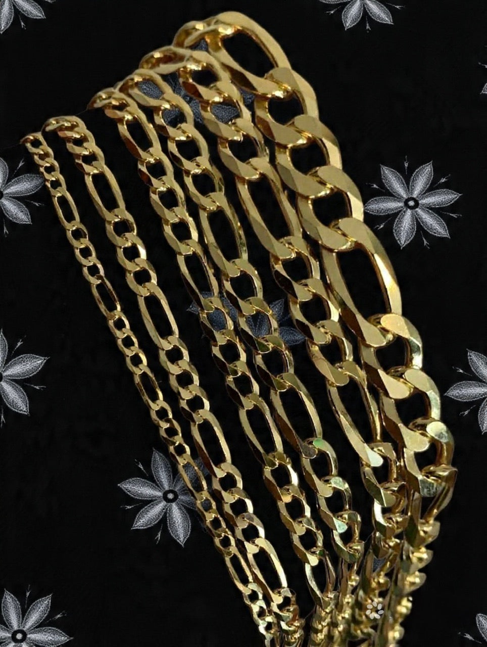 Figaro Chain or Bracelet 14k Gold Vermeil Over 925 Sterling Silver 2.5mm to 16mm