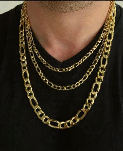 Figaro Chain or Bracelet 14k Gold Vermeil Over 925 Sterling Silver 2.5mm to 16mm