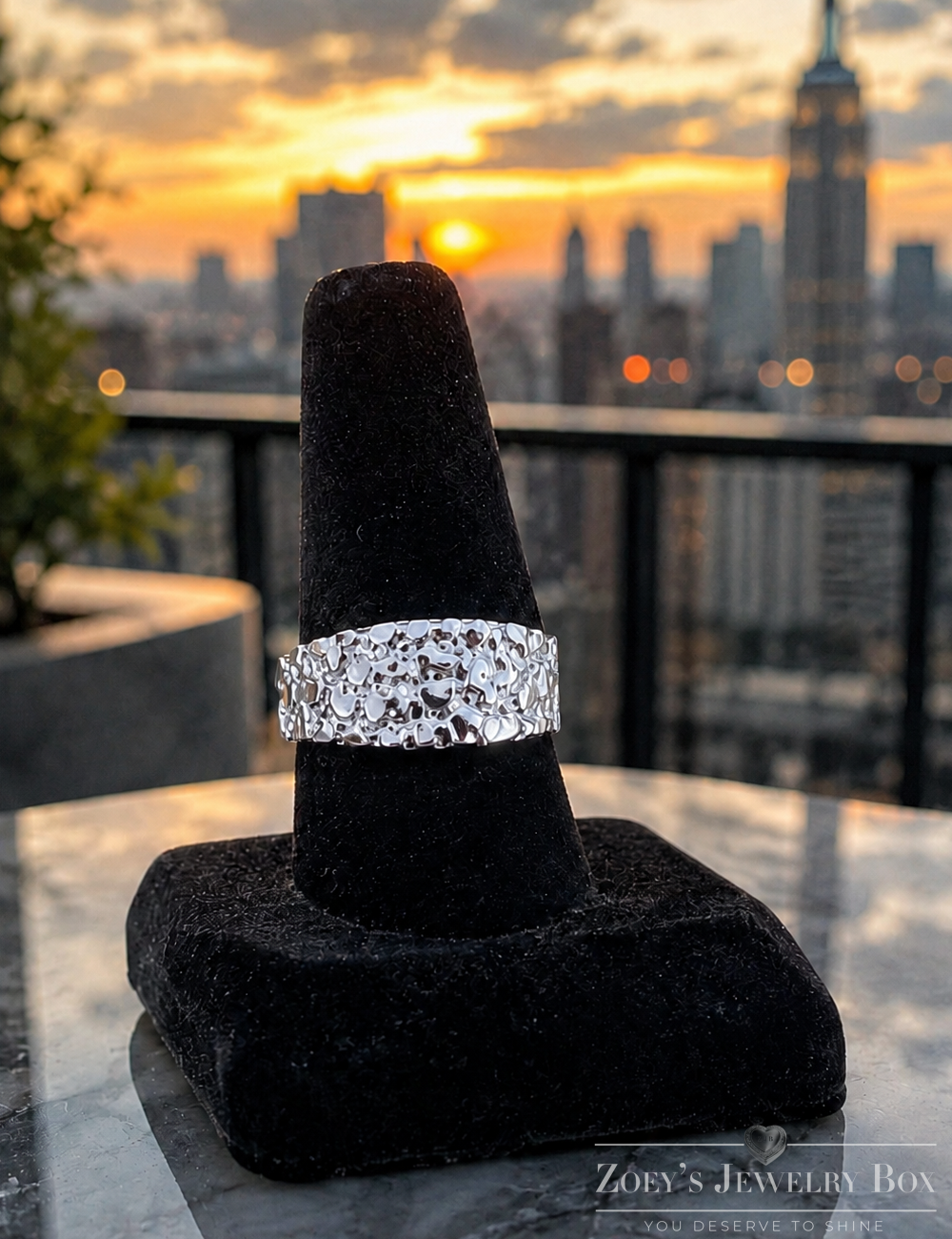 Silver Alaskan Nugget Ring Solid 925 Sterling Silver Rhodium Finish