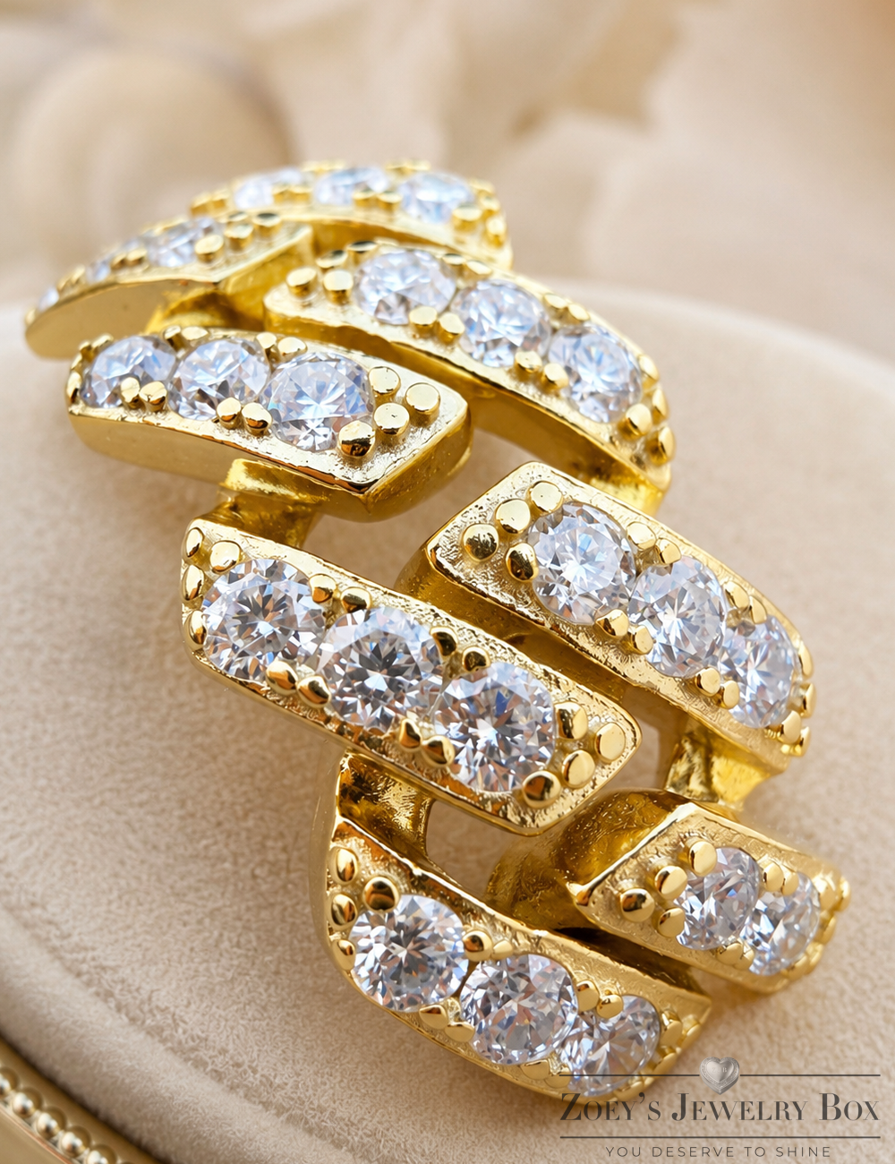 Cuban Gold Moissanite Ring (Bold Statement Band)