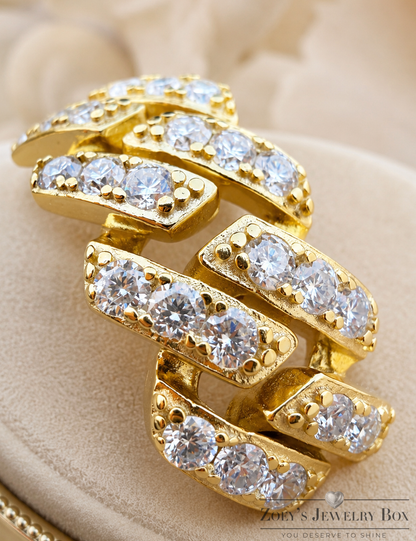 Cuban Gold Moissanite Ring (Bold Statement Band)