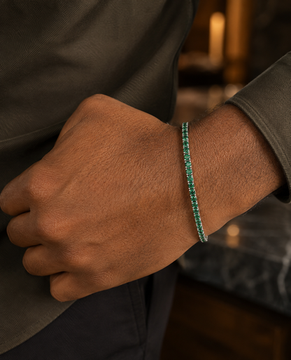 Iced Out Green CZ Tennis Bracelet 925 Sterling Silver