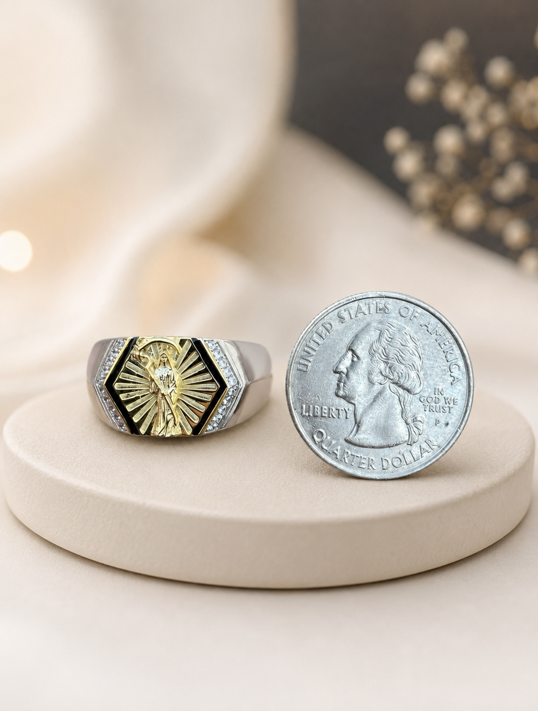 Men’s Solid 925 Sterling Silver Santa Muerte Grim Reaper Ring