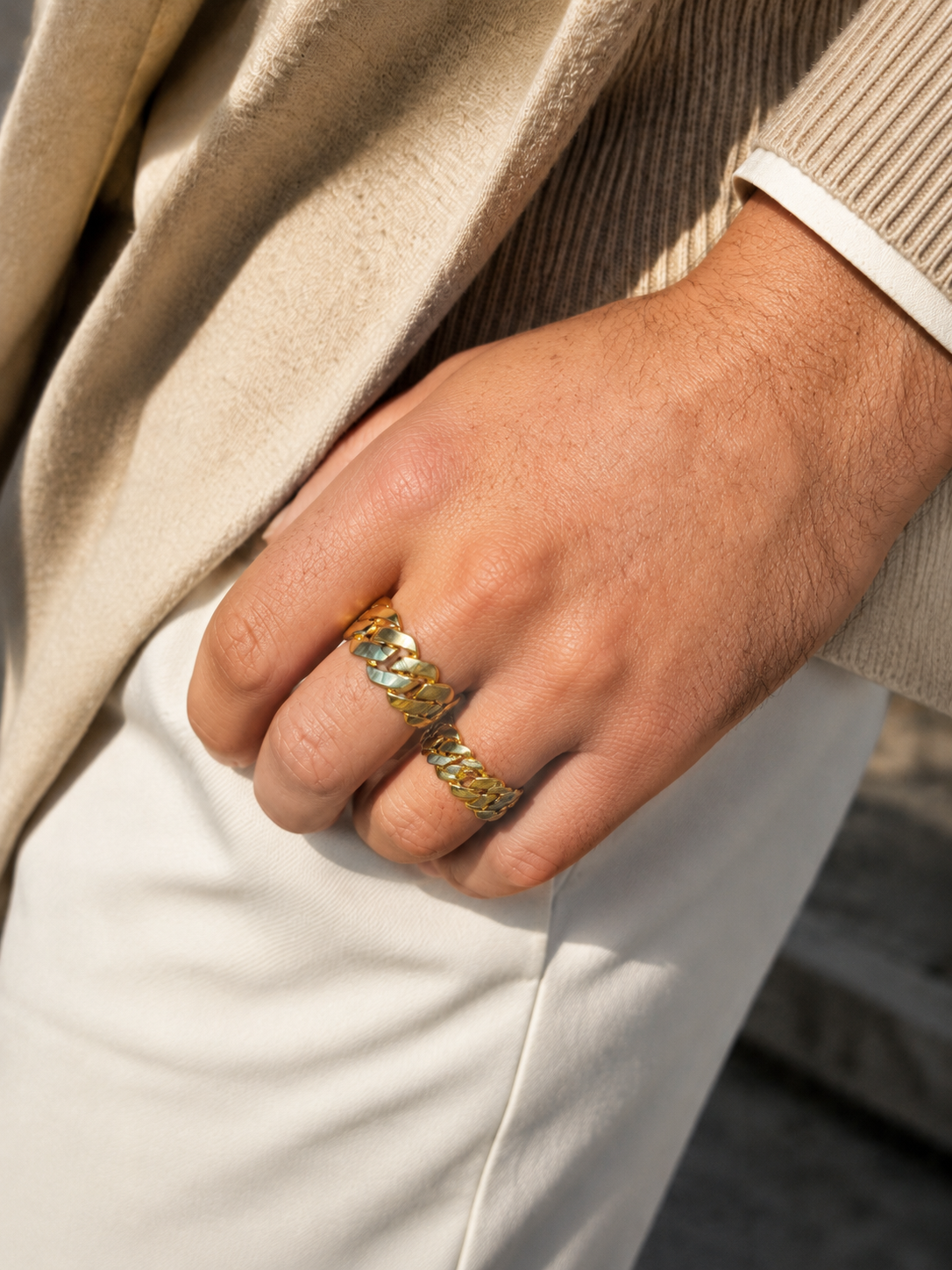 Gold Cuban Link Ring (11.5mm)