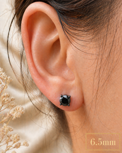 Black Moissanite Oxidized Black Rhodium Over 925 Sterling Silver Stud Earrings 3mm - 8mm Screw Backs