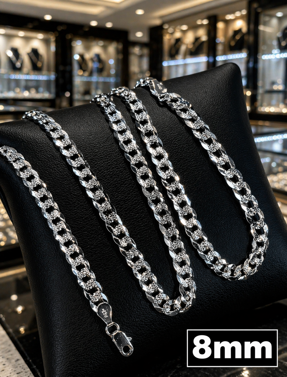 Diamond Cut FLAT Curb Cuban Chains Solid 925 Sterling Silver 3mm to 10.5mm