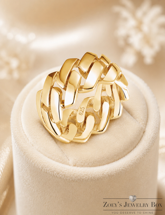 Gold Cuban Link Ring (11.5mm)