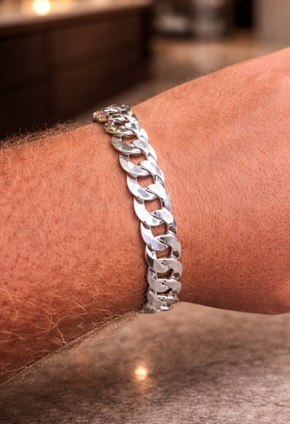 FLAT Curb Cuban Bracelets Solid 925 Sterling Silver 3mm to 10.5mm