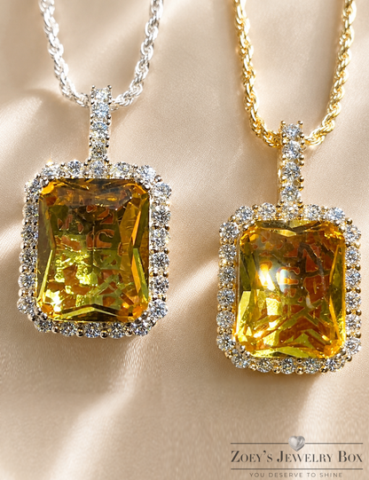 Moissanite Yellow Topaz Pendant