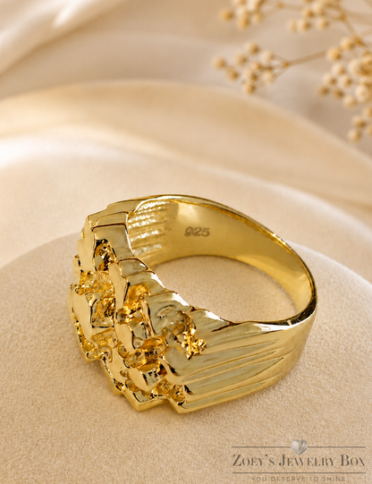 Elegant Nugget Ring (Silver, Yellow Gold, or Rose Gold)