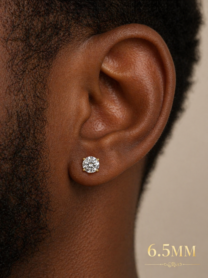 Gold Over Sterling Silver Moissanite 3 Prong Martini Set Solitaire Stud Earrings 3mm to 10mm SCREW BACKS