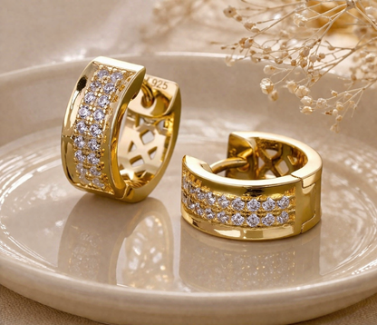 Moissanite 12mm Huggie Hoop Earrings 14k Gold Vermeil Over 925 Sterling Silver