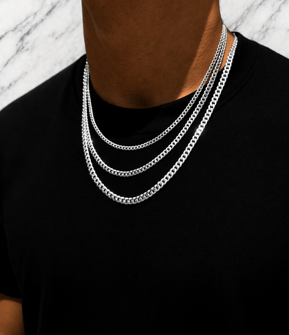 FLAT Curb Cuban Chains Solid 925 Sterling Silver 3mm to 10.5mm