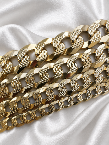 Diamond Cut FLAT Curb Cuban Bracelets Gold Over Solid 925 Sterling Silver 4mm to 8mm