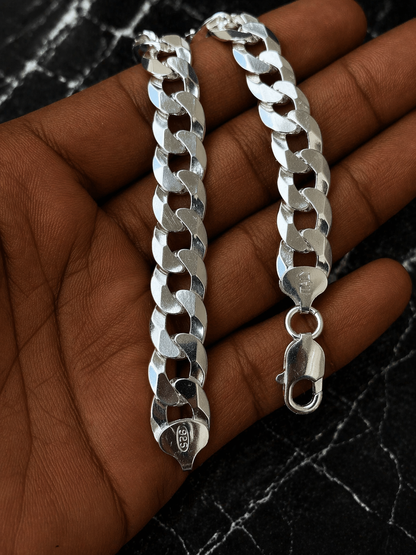 FLAT Curb Cuban Bracelets Solid 925 Sterling Silver 3mm to 10.5mm