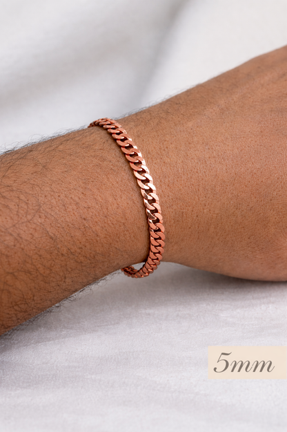 FLAT Curb Cuban Bracelets Rose Gold Over Solid 925 Sterling Silver 3mm to 10.5mm
