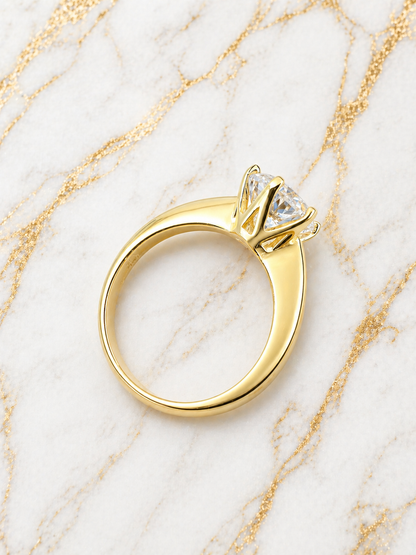 Moissanite Solitaire Engagement Ring 14k Gold Vermeil Over 925 Sterling Silver 0.5ct - 4ct