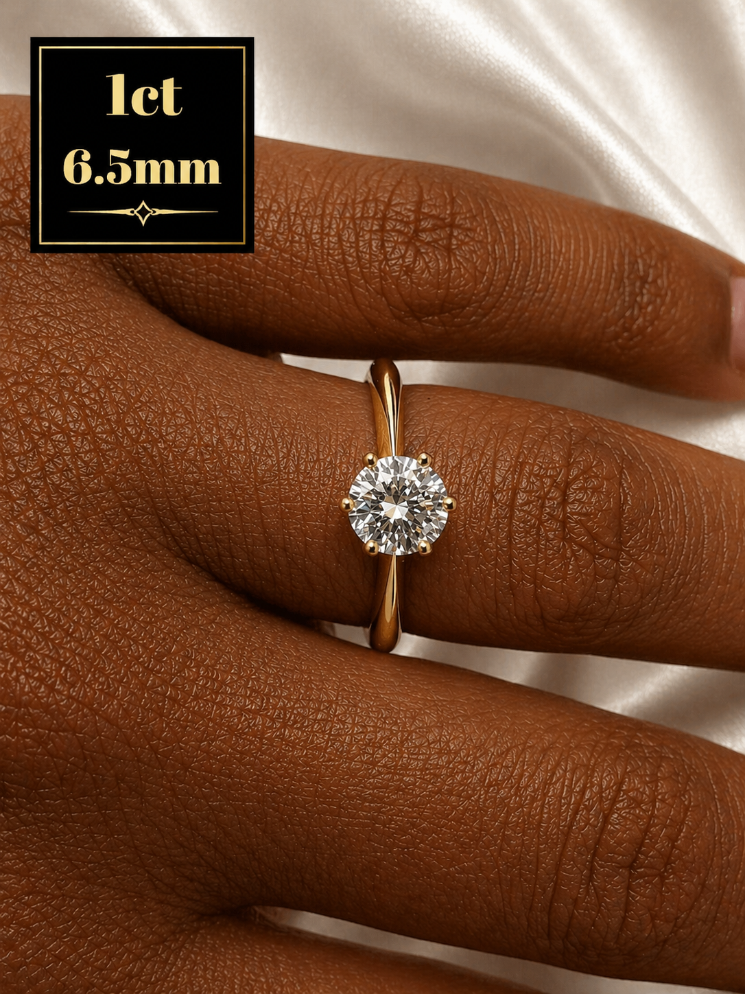 Moissanite Solitaire Engagement Ring 14k Gold Vermeil Over 925 Sterling Silver 0.5ct - 4ct