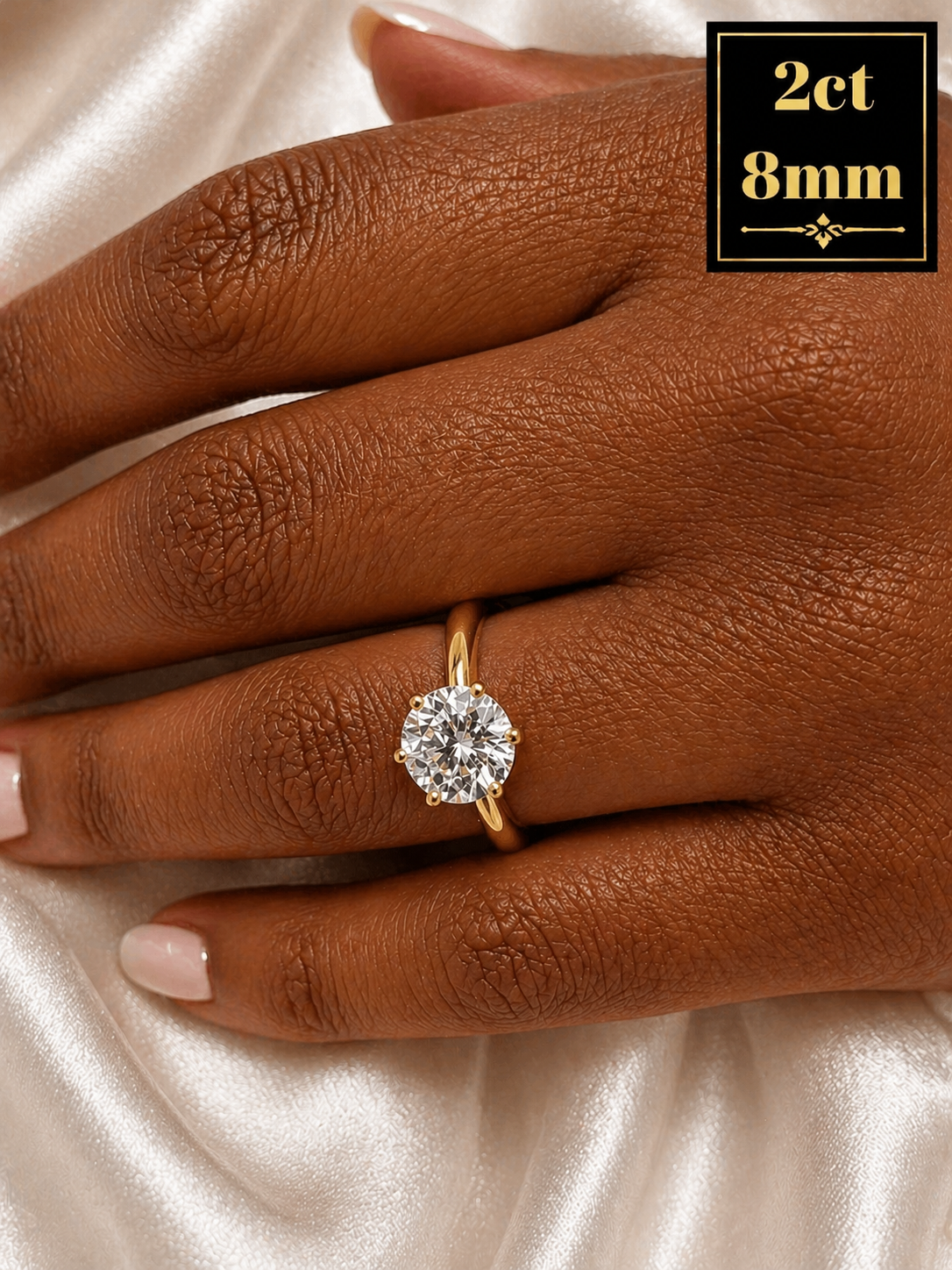 Moissanite Solitaire Engagement Ring 14k Gold Vermeil Over 925 Sterling Silver 0.5ct - 4ct