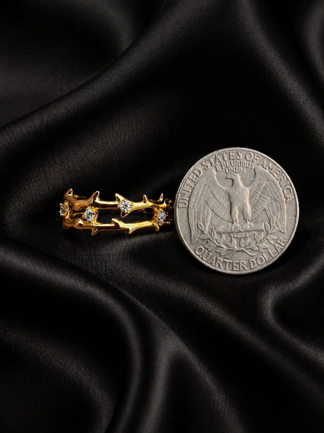 Moissanite Jesus Crown of Thorns Ring, 14k Gold Vermeil Over 925 Sterling Silver Band