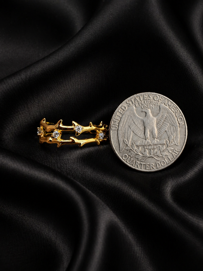 Moissanite Jesus Crown of Thorns Ring, 14k Gold Vermeil Over 925 Sterling Silver Band