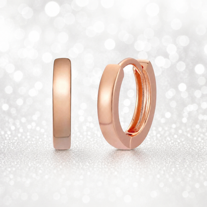 Small 12.5mm Huggie Hoop Earrings Rose Gold Vermeil Over 925 Sterling Silver