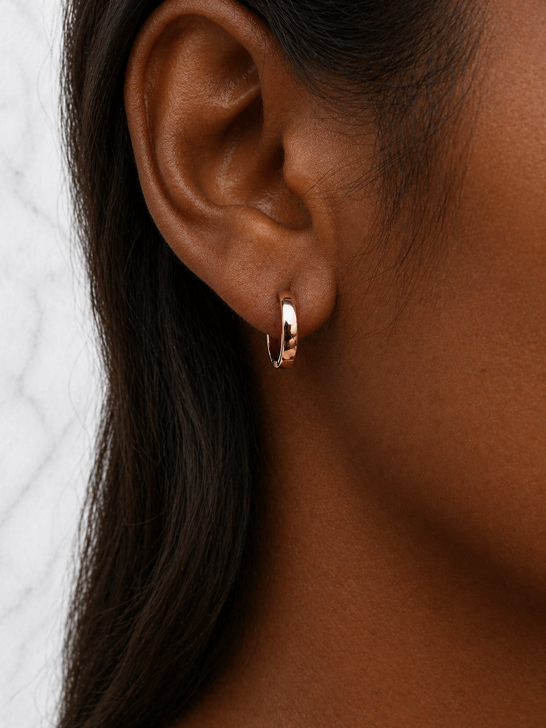 Small 12.5mm Huggie Hoop Earrings Rose Gold Vermeil Over 925 Sterling Silver