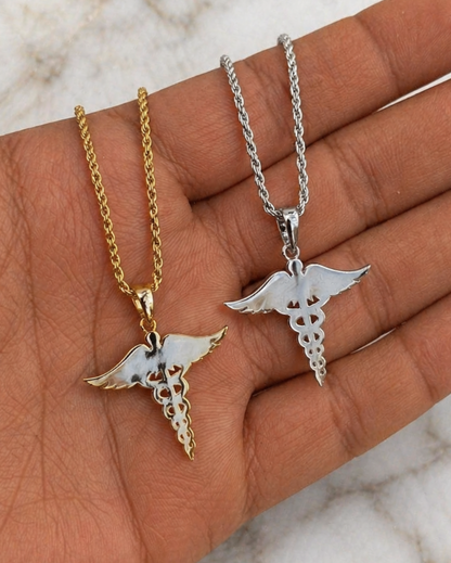 Caduceus Pendant, Gold or Silver, No Stones