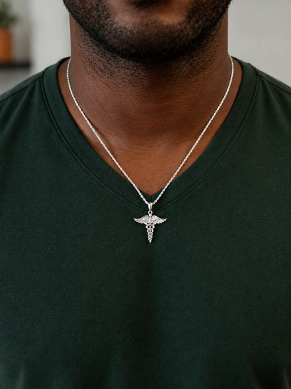 Caduceus Pendant, Gold or Silver, No Stones