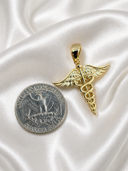 Caduceus Pendant, Gold or Silver, No Stones
