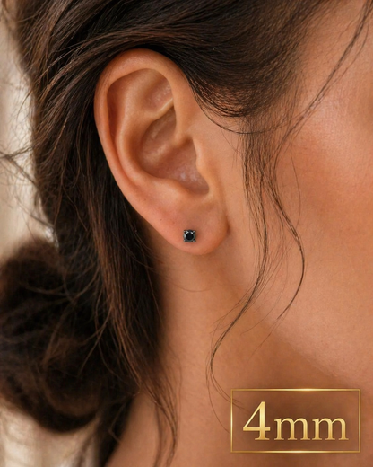 Black Moissanite Oxidized Black Rhodium Over 925 Sterling Silver Stud Earrings 3mm - 8mm Screw Backs