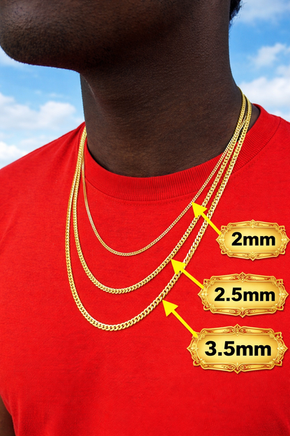 Miami Cuban Chains with Lobster Clasp 14k Gold Finish over Solid 925 Sterling Silver