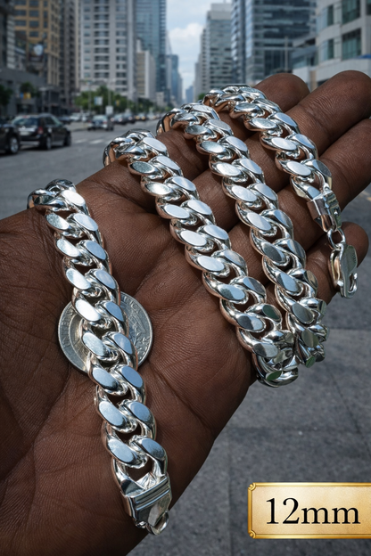 Miami Cuban Chains with Lobster Clasp Solid 925 Sterling Silver