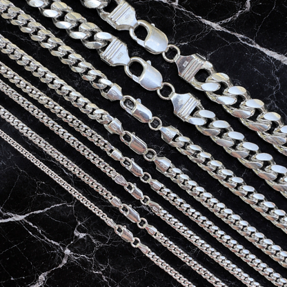 Miami Cuban Chains with Lobster Clasp Solid 925 Sterling Silver