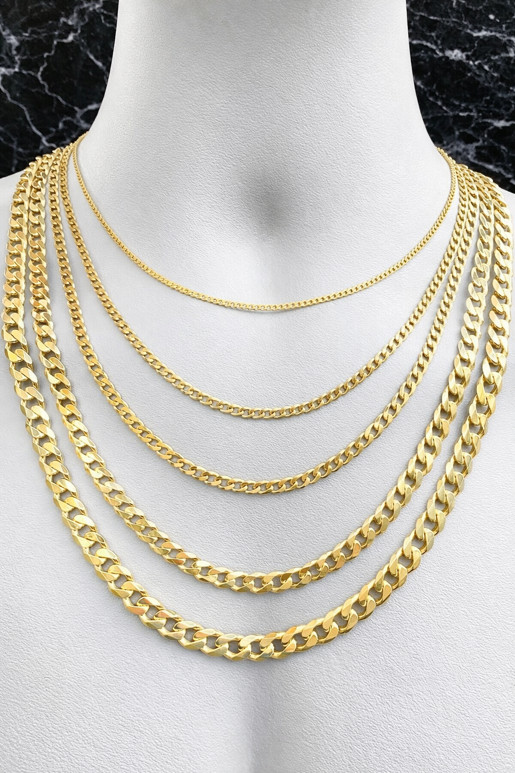Curb Cuban Chains & Bracelets 14k Gold Finish over Solid 925 Sterling Silver 2mm - 16mm