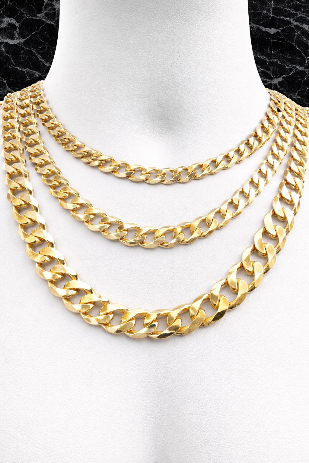 Curb Cuban Chains & Bracelets 14k Gold Finish over Solid 925 Sterling Silver 2mm - 16mm