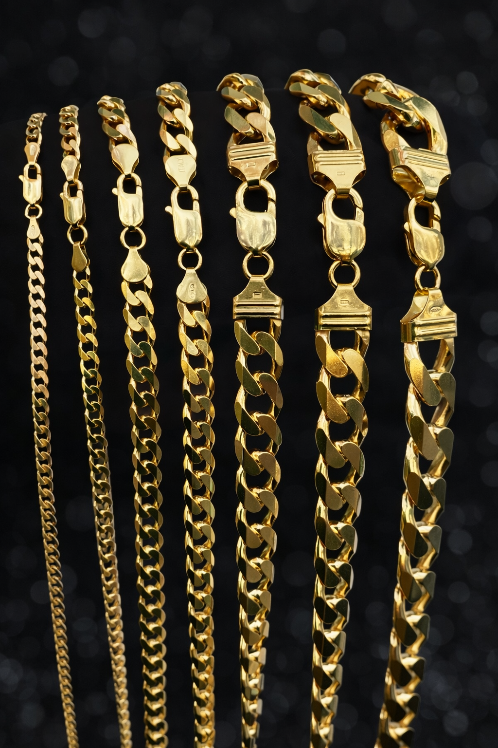 Curb Cuban Chains & Bracelets 14k Gold Finish over Solid 925 Sterling Silver 2mm - 16mm