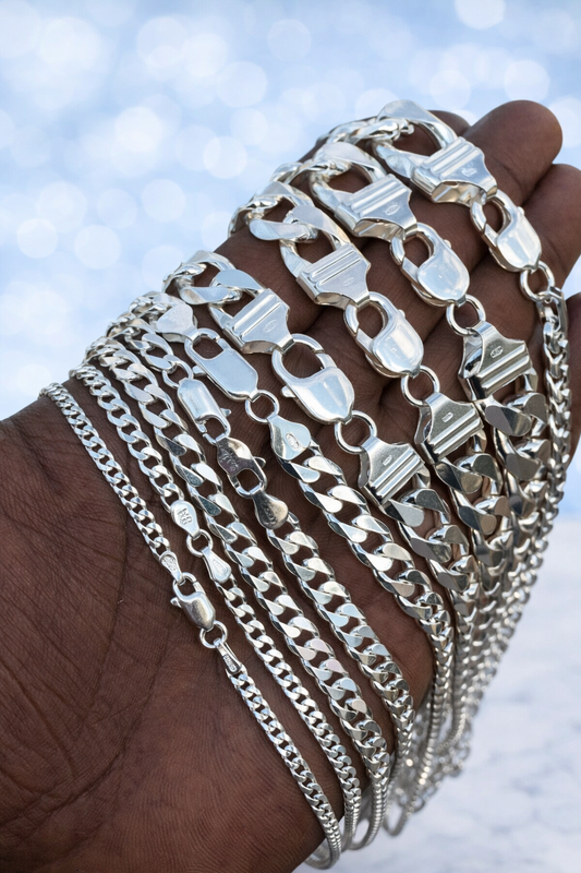 Curb Cuban Chains & Bracelets Solid 925 Sterling Silver 2mm - 16mm