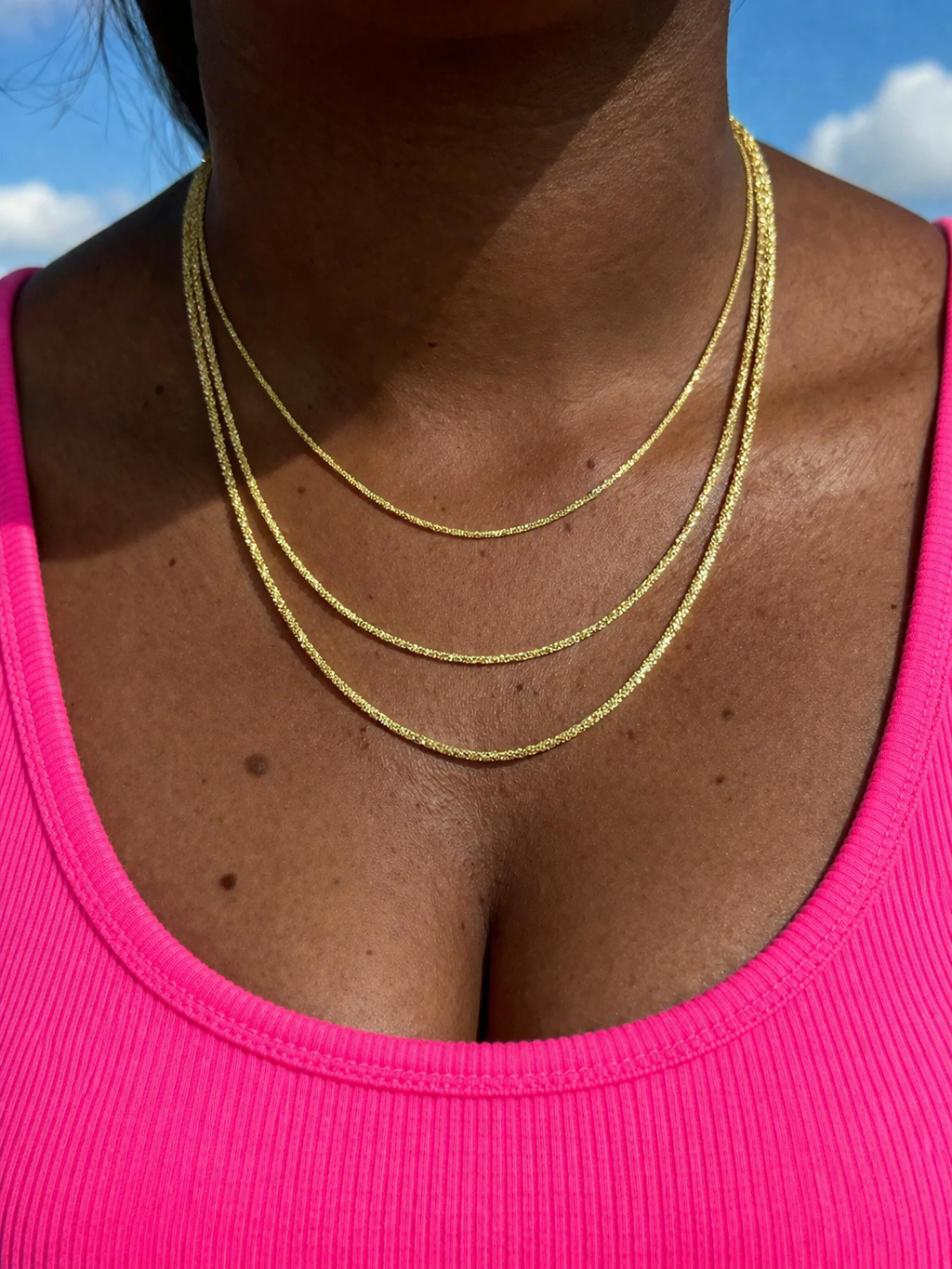 14k Gold Over 925 Sterling Silver Margarita Sparkle Rope Chains 1mm, 2mm, 3mm