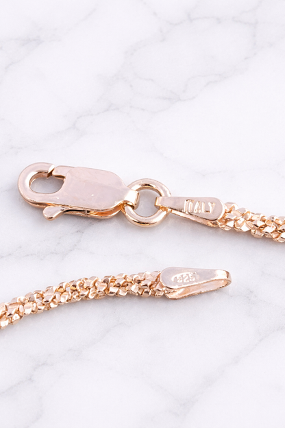 14k Rose Gold Over 925 Sterling Silver Margarita Sparkle Rope Chains 1mm, 2mm, 3mm