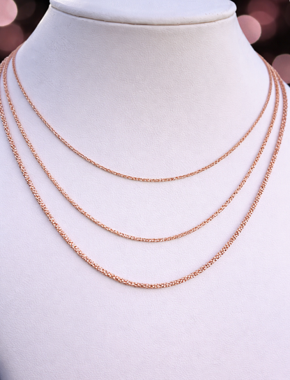 14k Rose Gold Over 925 Sterling Silver Margarita Sparkle Rope Chains 1mm, 2mm, 3mm