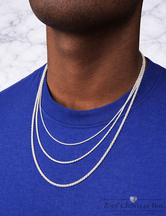 925 Sterling Silver Diamond Cut Rope Chains 1.5mm to 5mm