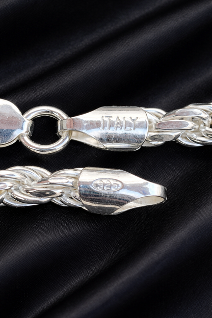 Tri-Color 925 Sterling Silver Diamond Cut Rope Chains 2mm to 5mm